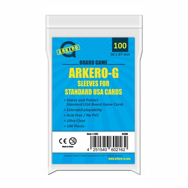 Arkero-G 100 Standard American-Sized Boardgame Sleeves Card Sleeves