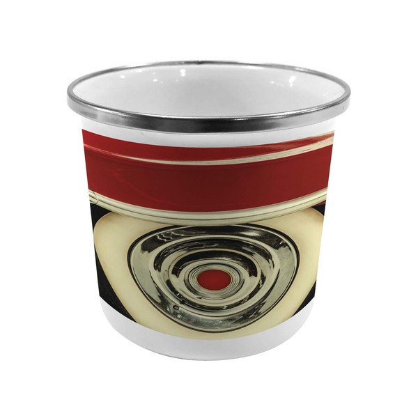 Lunarable Car Steel Camping Mug, Retro Style Wheel of Vintage