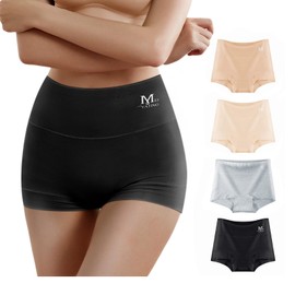MEIYATING Boy Shorts Underwear for Women High Waisted Cotton Panties Stretch Briefs 4 Pack