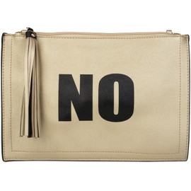 styleBREAKER 'YES' or 'NO' print clutch, tassel pendant upon zipper, arm and shoulder strap, ladies 02012078, Color Gold/Black