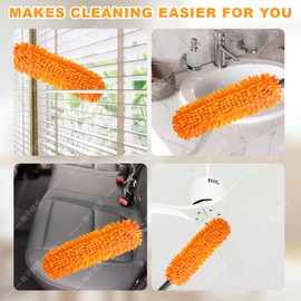 16'' Washable Microfiber Car Duster Interior,Reusable Detachable Head for Windows, Furniture, Electronics