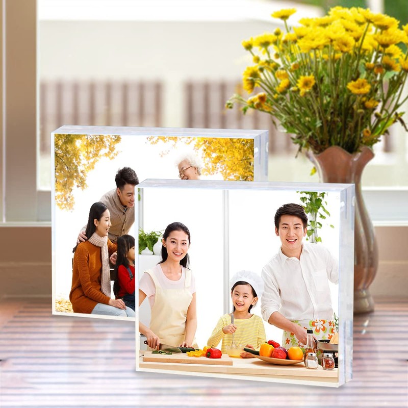 Sezanrpt Acrylic 4x4 Square Picture Frame, Magnetic Acrylic Picture Frames