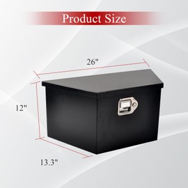BIGREAT 26'' Inch Steel Trailer Tongue Truck Bed Tool Box Heavy Duty For Trucks Trailers RV ATV Pickup Trucks Flatbeds - 26 x 13.3 x 12 Inch Black