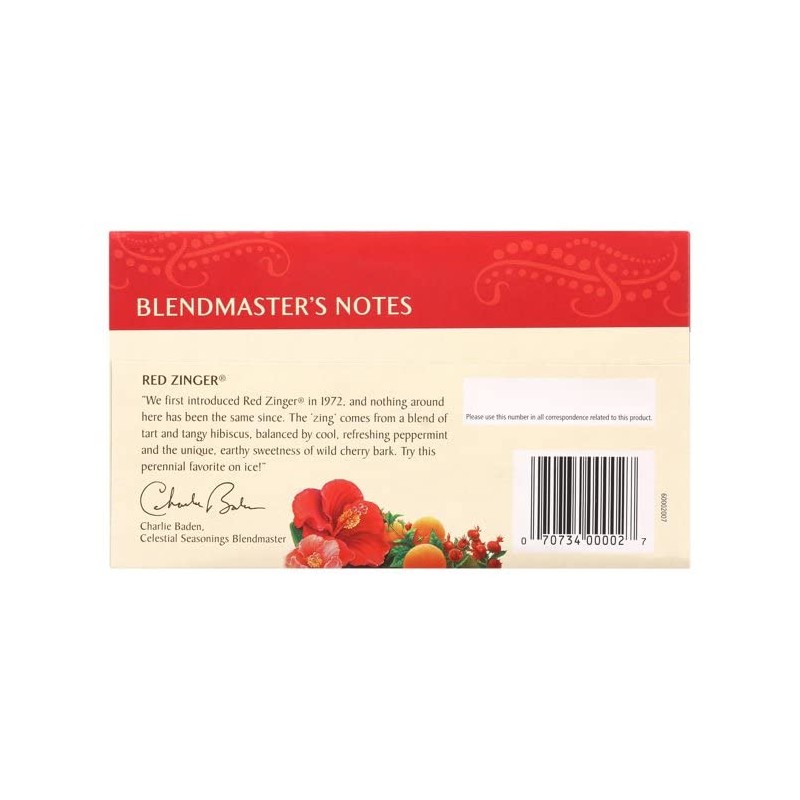 Celestial Seasonings Tea No Caffeine Herbal Tea, Red Zinger 20