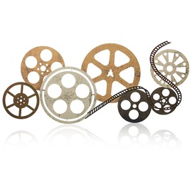 Moxweyeni Metal Movie Reel Wall Art Abstract Antique Movie Theater Decor Contemporary Decorative Wall Art Film Reel for Home Studio Decor(Colorful)