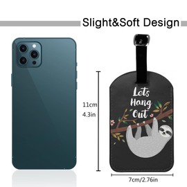 Zoczos Cute Sloth Travel Baggage Bag Tags Lets Hang Out Tree Branch Lovely Cartoon Animal Floral Luggage Tags Travel Suitcase Tags with Name ID Card for Luggage Suitcase Schoolbag Lunchbag, 1 Pack