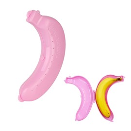 BORDSTRACT Banana Bunker, 7.6x5.1x1.7in Easy Carry Durable Banana Saver, Banana Holder Case, Banana Holder for Lunch Boxes (Pink)