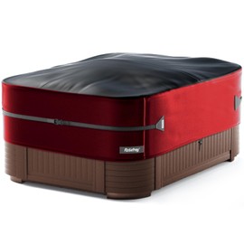 Rosefray Waterproof Square Hot Tub Cover 420D Heavy Duty Outdoor SPA Covers Windproof 95"x 95" Red/Black