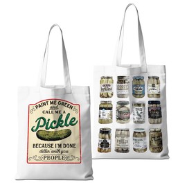 Funny Pickle Tote Bag Aesthetic Weekender Bag Shopping Bags Pickle Stuff Pickle Gifts for Pickle Lovers Women Friends Sister Grandma Reusable Grocery Bags for Shopping Travelling Vacation Christmas