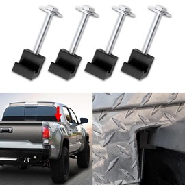 QZTYTY 4PCS Truck Tool Box Mounting Kit, Truck Box Hooks, Pickup Truck Tool Box Tie Downs Aluminum J Hook Crossover with Screws and Washers, Tool Box Clamps for Fixing Pickup Truck Tool Box (Black)