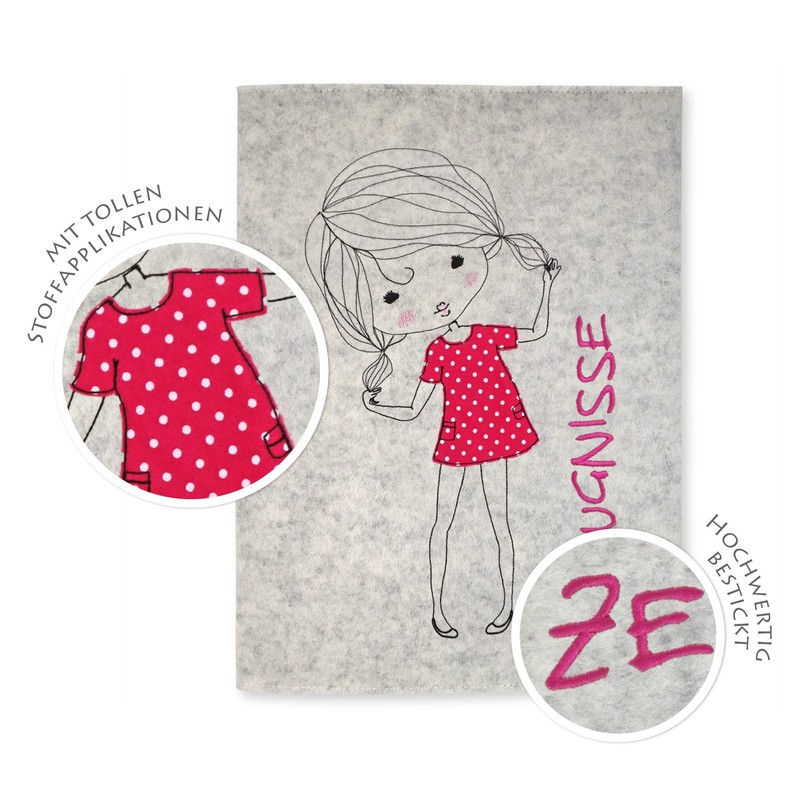 Goldi-Design Certificate Folder Cute Girl White 100% Wool Felt Cover