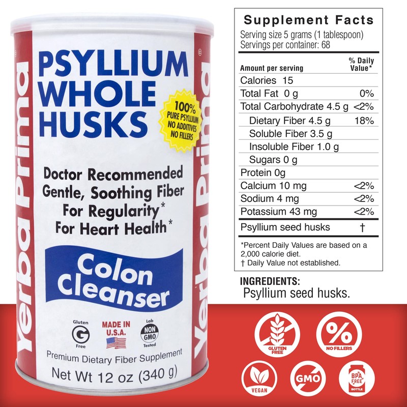 Yerba Prima Psyllium Whole Husk, 1 Bottle 12 oz -