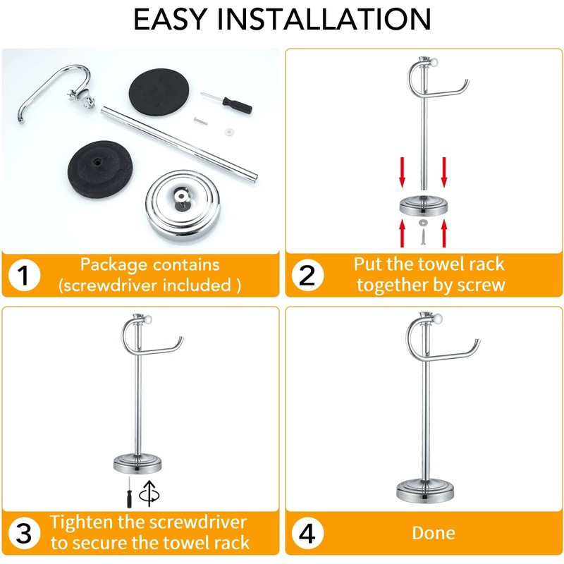 BESy 17 Inch Polished Chrome Stand Towel Bar Hanger Hand