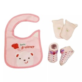 Unbranded Baby Girls Bib Gift Set Little Dreamer Baby Bib, Mittens, Socks Gift Set