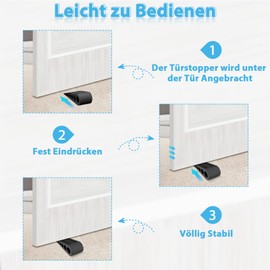 Pack of 2 Door Stop Wedge, Door Wedge Non-Slip, Durable Rubber Door Wedge Non-Slip Floor Door Stopper for All Types of Surfaces Indoor and Outdoor Use Houses Schools Offices Garage (Black)
