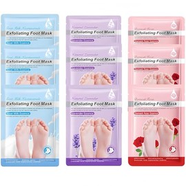Foot Peel Mask 9 Pack, Exfoliating Foot Mask with Rose, Goat Milk & Lavender, Moisturizing Foot Exfoliator Peeling Masks for Dry Cracked Feet, Foot Masks to Remove Dead Skin for Men & Women