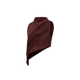 JW PEI Women's Adeline Asymmetric Fringe Sueded Top - Burgundy