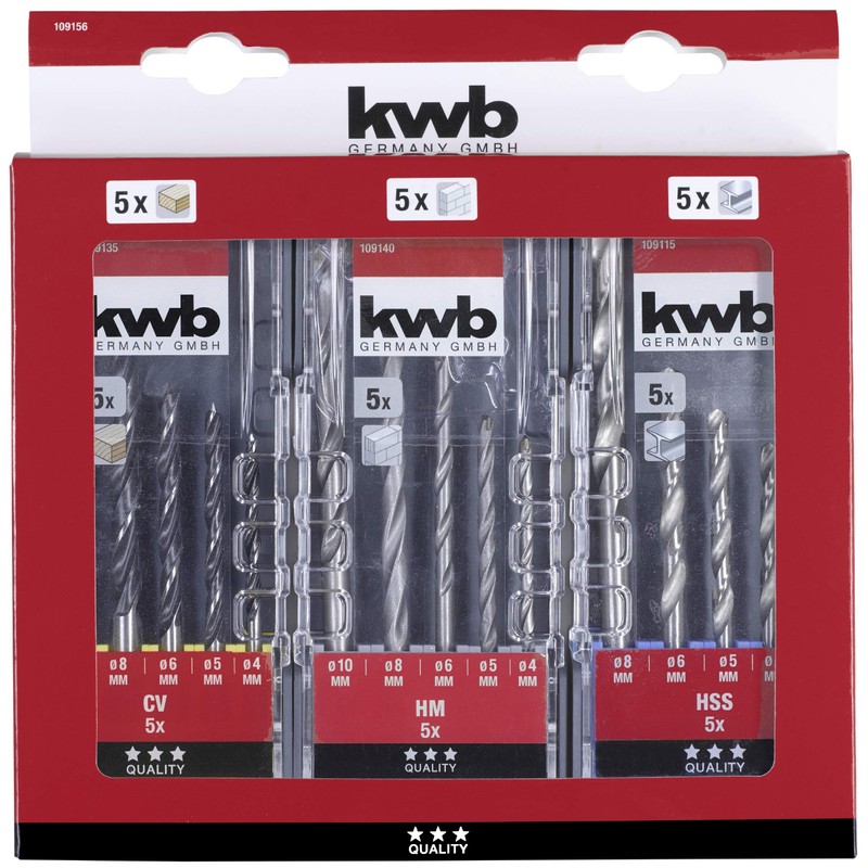 kwb Power Box Set of 3 Drill Cassettes in Value