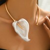 Doubnine Elegant White Calla Lily Choker Necklace, Gold Plated Collar