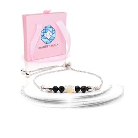 Liberty Angels - Gemstone / Natural Stone Bracelet with 925 Silver Beads and Genuine Opal - Pearl Bracelet with Certificate, Sterling Silver Stone