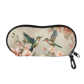 Upetstory Hummingbird Glasses Cases Neoprene Sunglasses Sleeve Pouch Zipper Eyeglass Case Lightweight Coin Purse with Belt Clip for Women Girls