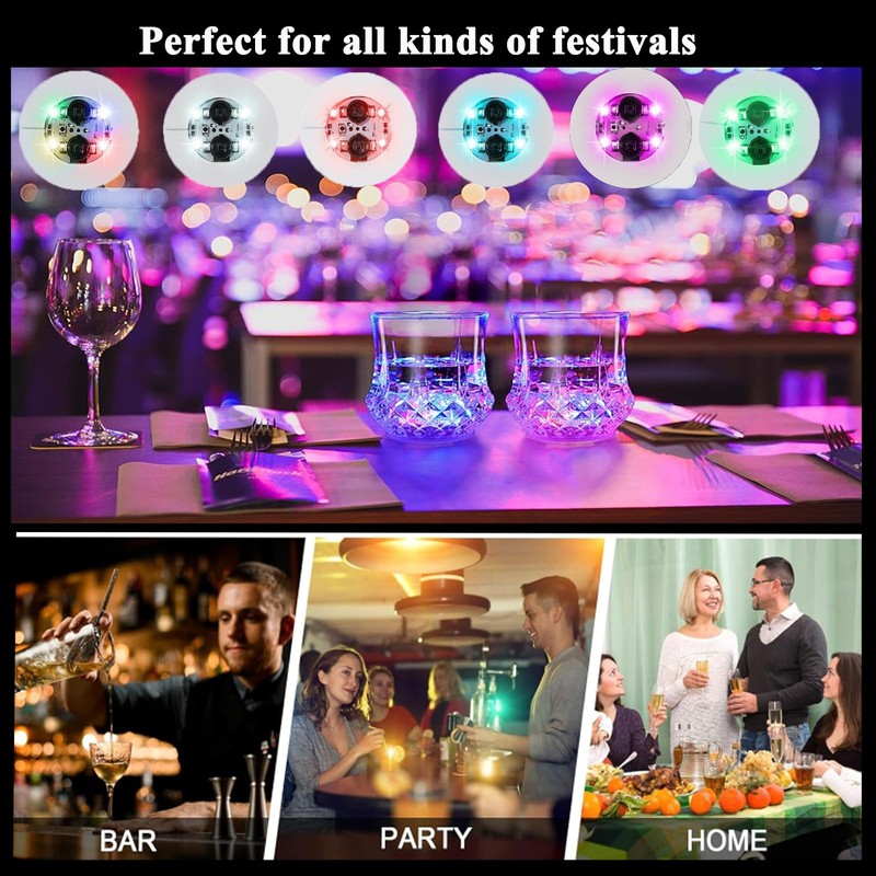 FYSHINE LED Drink Coaster, 60 Pack White, Round, Plastic, 24+