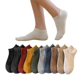 10 Pairs Women's Trainer Socks Cotton Ankle Socks Women's Low Cut Socks No Show Socks, Style_A