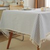 meioro Striped Tablecloth, Rectangular Tablecloth with Tassels, Washable Tablecloths, Decorative