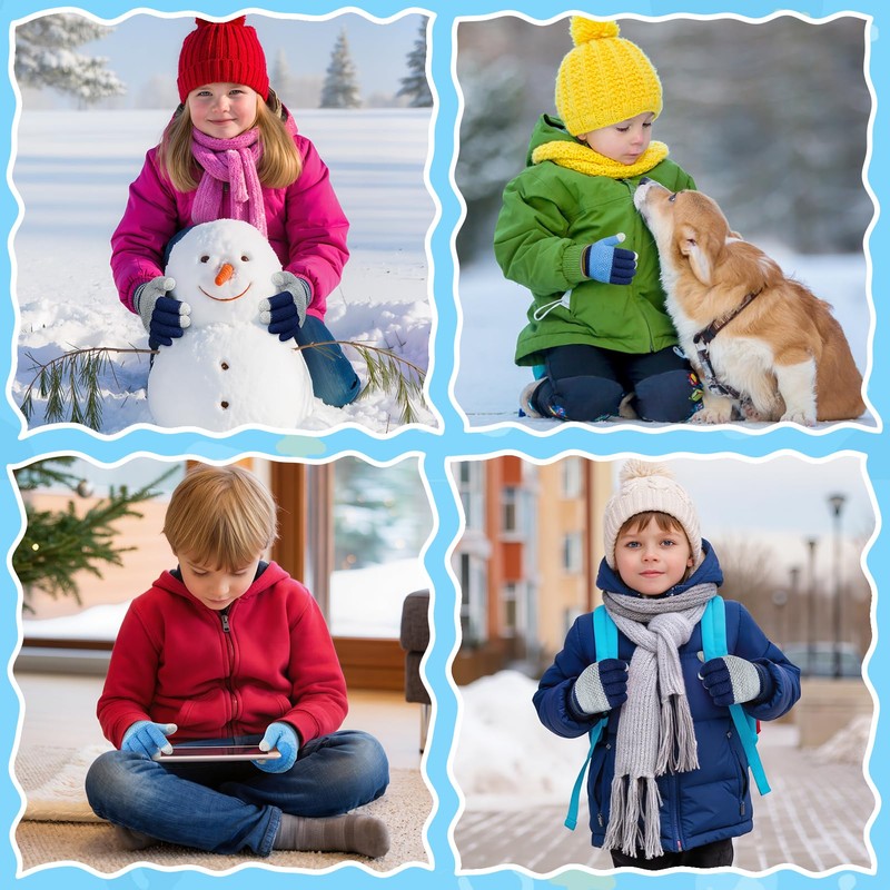 Kiiwah 3 Paia Guanti Invernali a Dita Bambini, Guanti in
