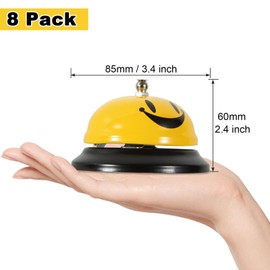 8PCS Call Bell Service Bell for Desk, Smile Face Desk Bell for Service, Customer Service Bell School Bell with Metal Anti Rust Construction, Front Desk Bell for Hotel Counter Restaurant Classroom
