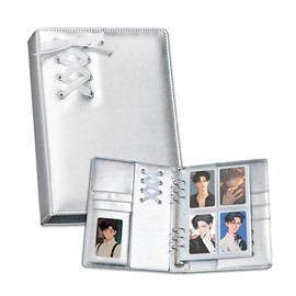 Mandu Deco Coquette A5 Silver Ballerina Lace Binder, 10 Pocket Pages for Kpop Photocards, 1 Set of Backboards