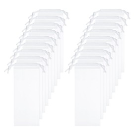 HARFINGTON 18pcs Umbrella Bags 11.8"x4.7" Wet Umbrella Sleeve Cover Reusable Folding Umbrella Storage Bag with Drawstring for Folding Travel Umbrellas, White