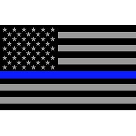 Thin Blue Line Subdued American Flag Full Color Printed Sticker by stickerdad® (3 Pack) (Size: 4.5" x 3" Color: Black/Gray/Blue) - for Windows, Walls, Bumpers, Laptop, Lockers, etc.