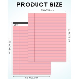 Dynta 12 Pack Legal Pads, 540 Sheets Wide Ruled Lined Writing Note Pads, 8.5 x 11.75 Inch, 45 Sheets Per Notepad, Colored Paper