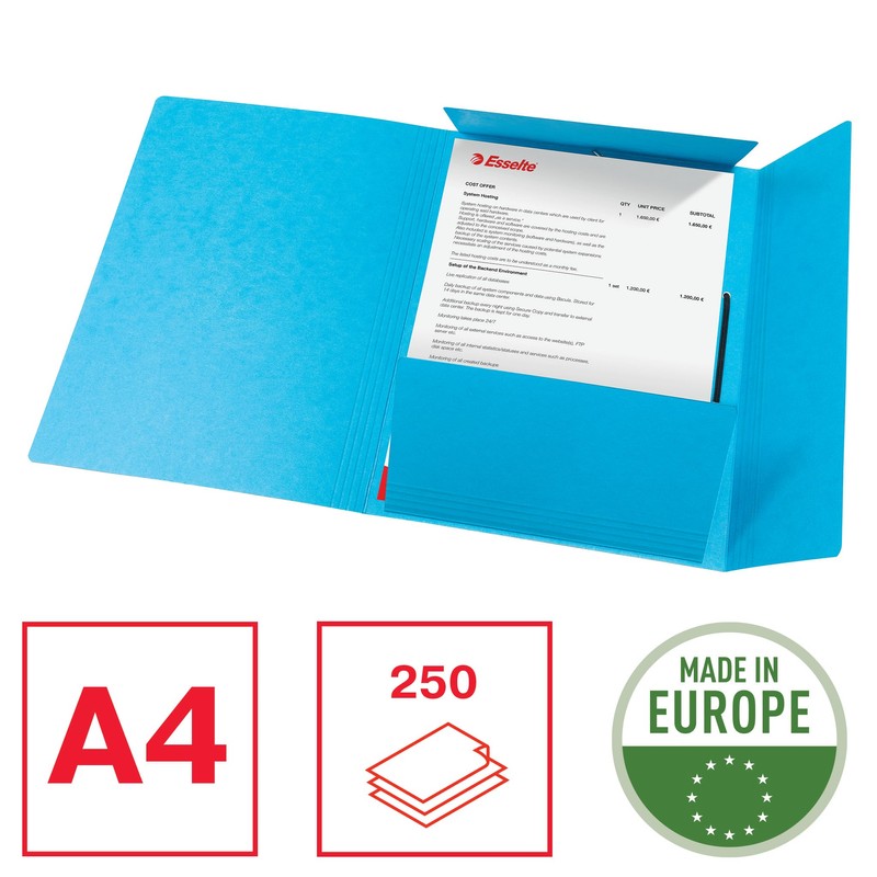 Esselte Corner Folder A4 with Elastic Bands, Pack of 10,