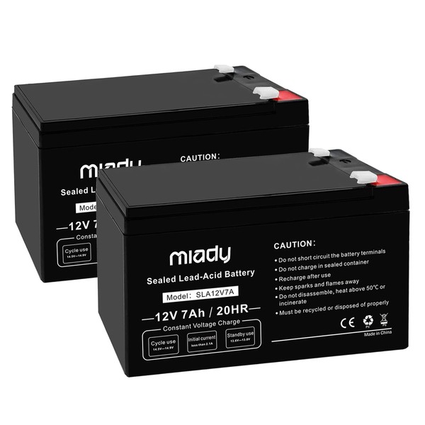 Miady 12V 7Ah Rechargeable Sealed Lead Acid Battery(2 Pack)