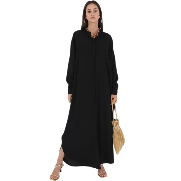 IDOPIP Muslim Dresses for Women Long Sleeve Islamic Ramadan Abaya