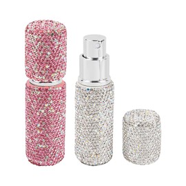Framendino, 2 Pack Metal Bling Empty Portable Spray Bottle 10ml Transfer Refillable for Travel