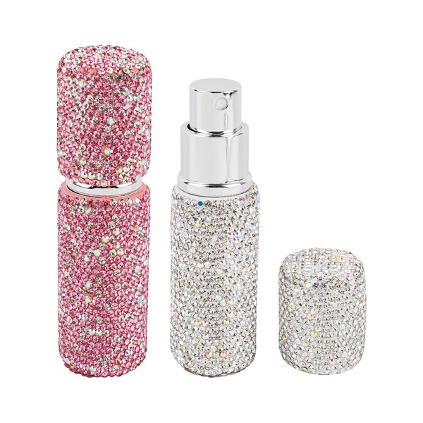 Framendino, 2 Pack Metal Bling Empty Portable Spray Bottle 10ml