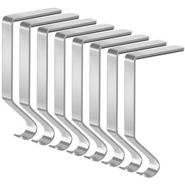 Palonu Christmas Stocking Holders Mantel Stcoking Hangers Metal Ornament Hooks Fireplace Hanger Grip for Christmas Party Decorations (8, Silver)