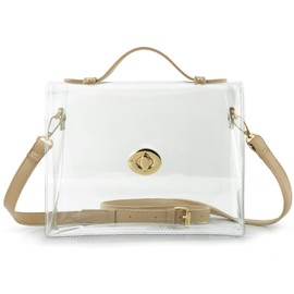 Hoxis Summer Beach Transparent PVC Twist Lock Shoulder Bag DIY Decoration Transparent Nude Small, nude