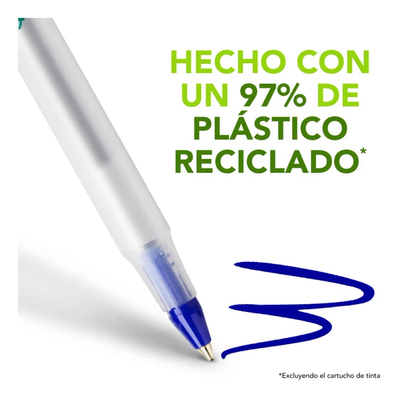 Lapicero Ecolutions Bic Punto Mediano 1.0 Mm 10 Pzas Azul
