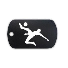 RDW Mens Soccer Aluminum Keychain GI Dog Tag european football bicycle kick boy - Black