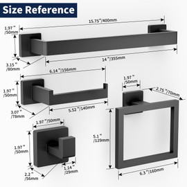 LMDO 6 Pieces Black Bathroom Accessories, Bathroom Hardware Set, Bathroom Towel Holder Set, Matte Black Finsihed Stainless Steel Wall Mounted (Black)