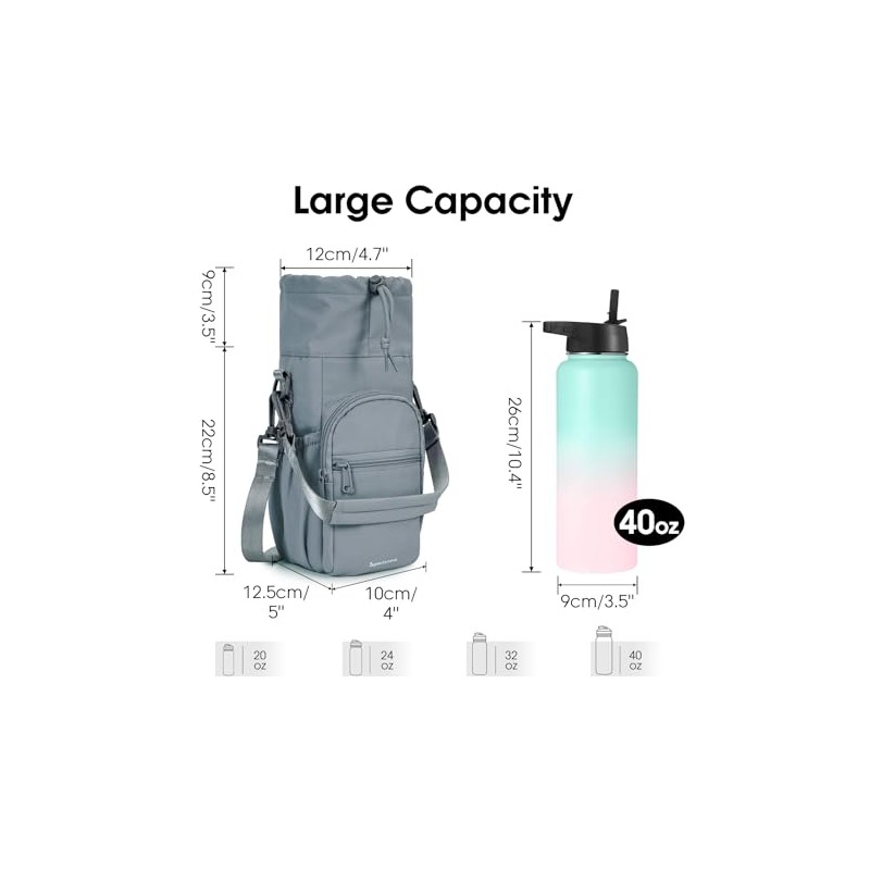 Insulated Crossbody Water Bottle Carrier with Phone Pocket