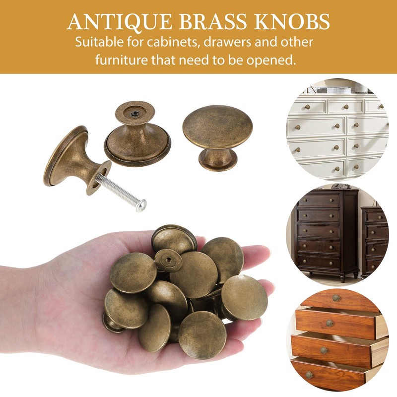 TsunNee 12PCS Vintage Cabinet Knobs, Chic Drawer Knobs, Antique Brass