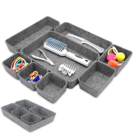 Lohofrnny Drawer Organiser, Felt Organiser, 8-Piece Storage Aid for Drawers, Office Drawers Organiser, Living Room Container for Organiser System (Dark Grey, Pack of 8)