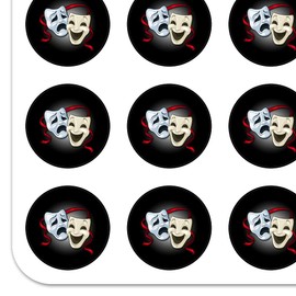 Drama Comedy Tragedy Masks Theater 1" Planner Calendar Scrapbooking Crafting Clear Stickers