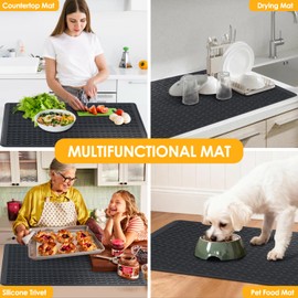 Silicone Stove Top Covers for Electric Stove-Food Grade Thickened Silicone Stove top Cover Heat Resistant Dish Drying Mat RV Range top Mats (Black,30x21in)