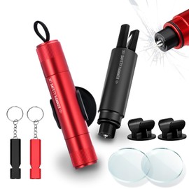 LUOJINYI Emergency Hammer Car with Seat Belt Cutter, 2 Pieces Seat Belt Cutter Emergency Hammer Car, 2 in 1 Emergency Hammer with Seat Belt Cutter and 2 Holders for Safety, Car Safety Hammer, Red and